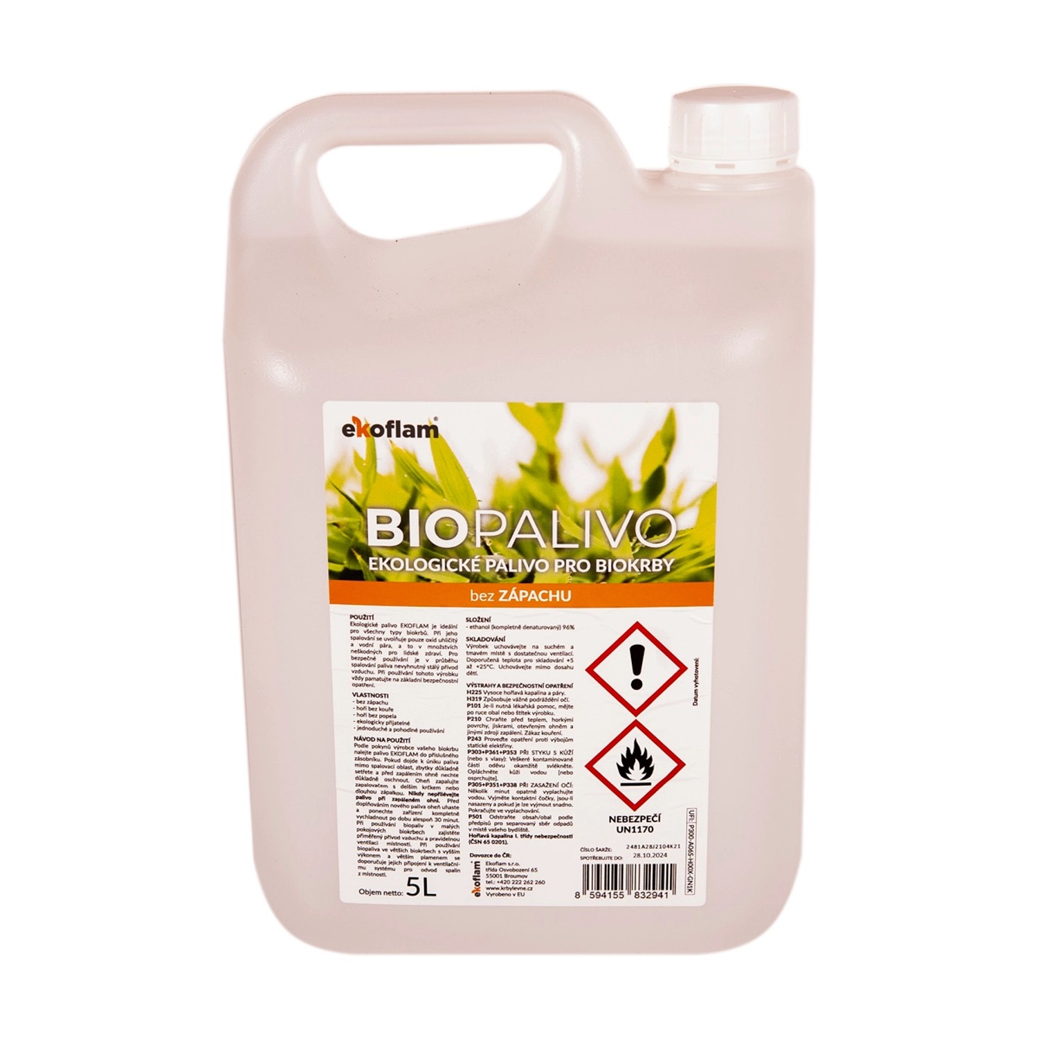 Ekoflam Biopalivo, ekologické palivo pro biokrby, bez vůně, 5 l