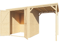 Bertilo Dřevěný domek na nářadí Box 3 Plus s přístavbou, přírodní, 373 x 202 cm Bertilo Dřevěný domek na nářadí Box 3 Plus s přístavbou, přírodní, 373 x 202 cm