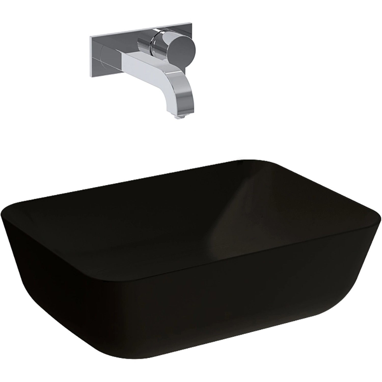 Elita Keramické umyvadlo na desku Reni, černá, 45,5 x 13,5 x 32,5 cm