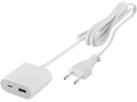 USB-A + USB-C nabíjecí adaptér s 1,5 m kabelem, 17,5 W, bílá USB-A + USB-C nabíjecí adaptér s 1,5 m kabelem, 17,5 W, bílá