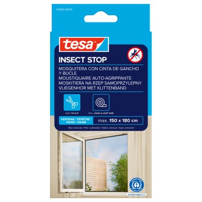 tesa Okenní síť proti hmyzu INSECT STOP na suchý zip, antracitová, 150 x 180 cm