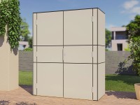 Bertilo Dřevěná zahradní skříň HPL Highboard, šedá, 155 x 75 x 193 cm
