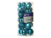 Vánoční ozdoby koule lesklé a matné různé rozměry 30 ks, tyrkysové Vánoční ozdoby koule lesklé a matné různé rozměry 30 ks, tyrkysové