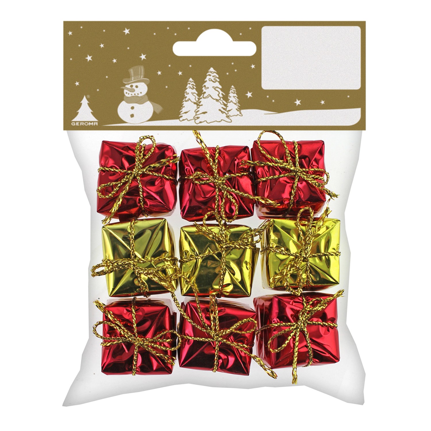 9 fóliových balíčků červené zlaté 2,5 cm