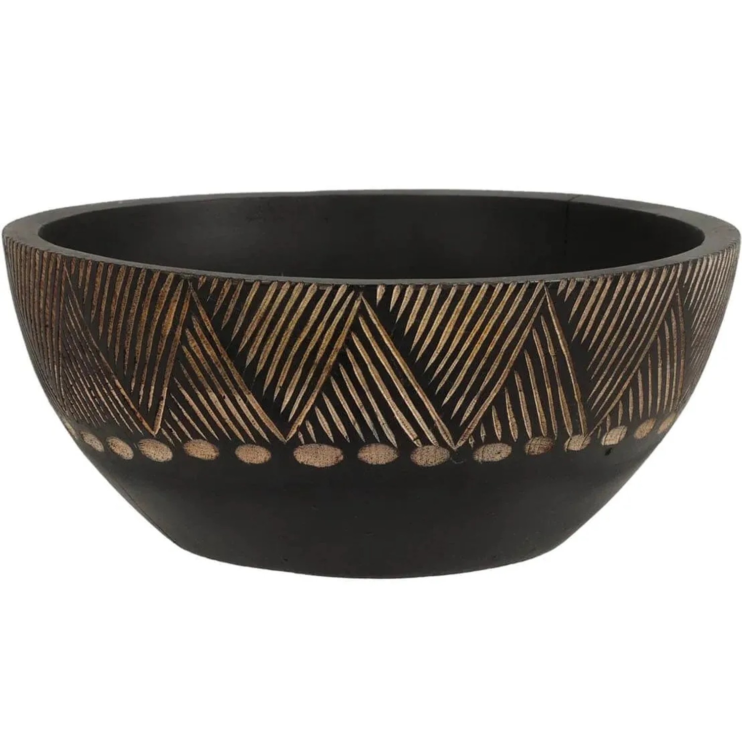 Koopman Miska z tmavého mangového dřeva s reliéfem, pr. 25 x 10 cm