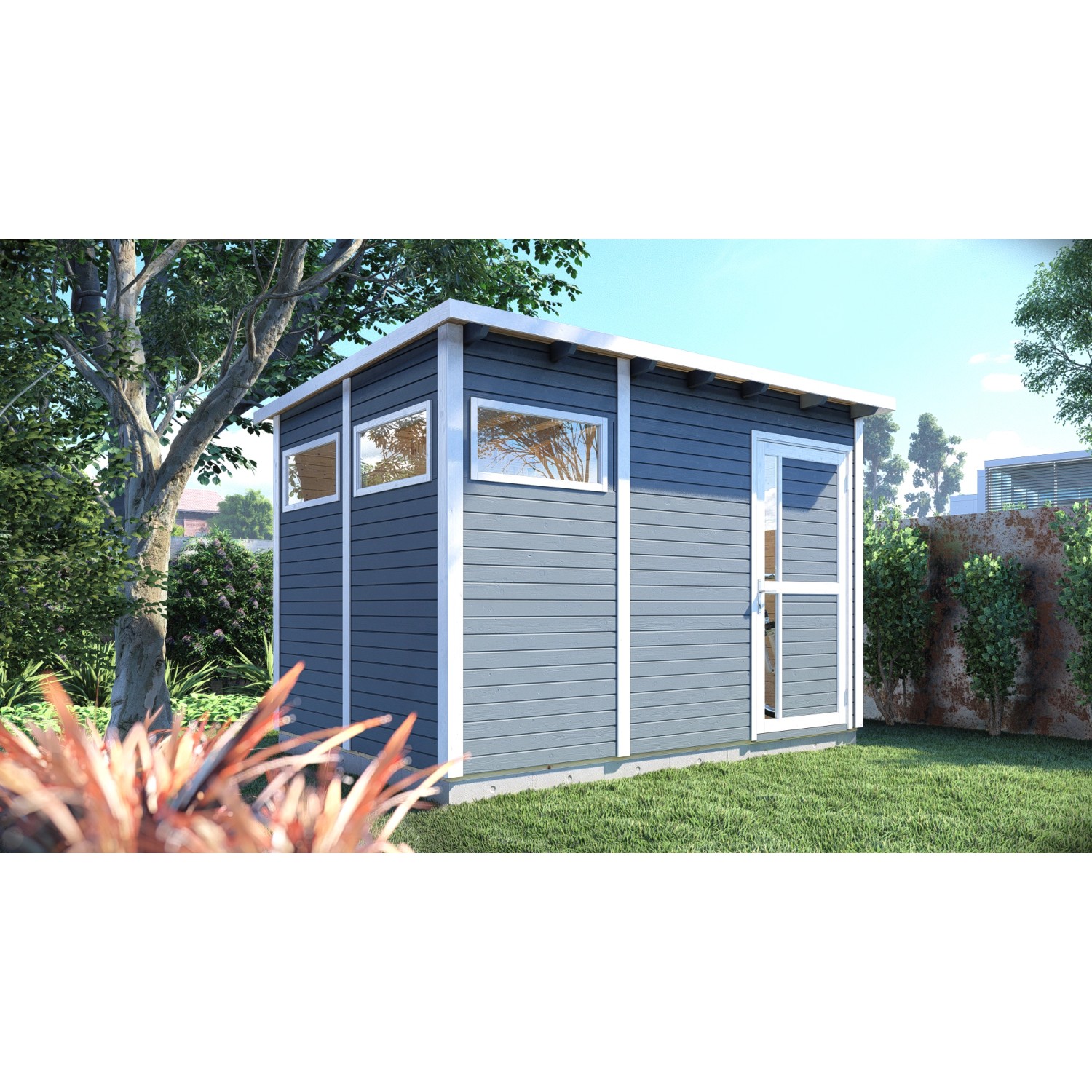 Bertilo Dřevěný domek na nářadí Pentus 3, šedá, 337 x 234 cm