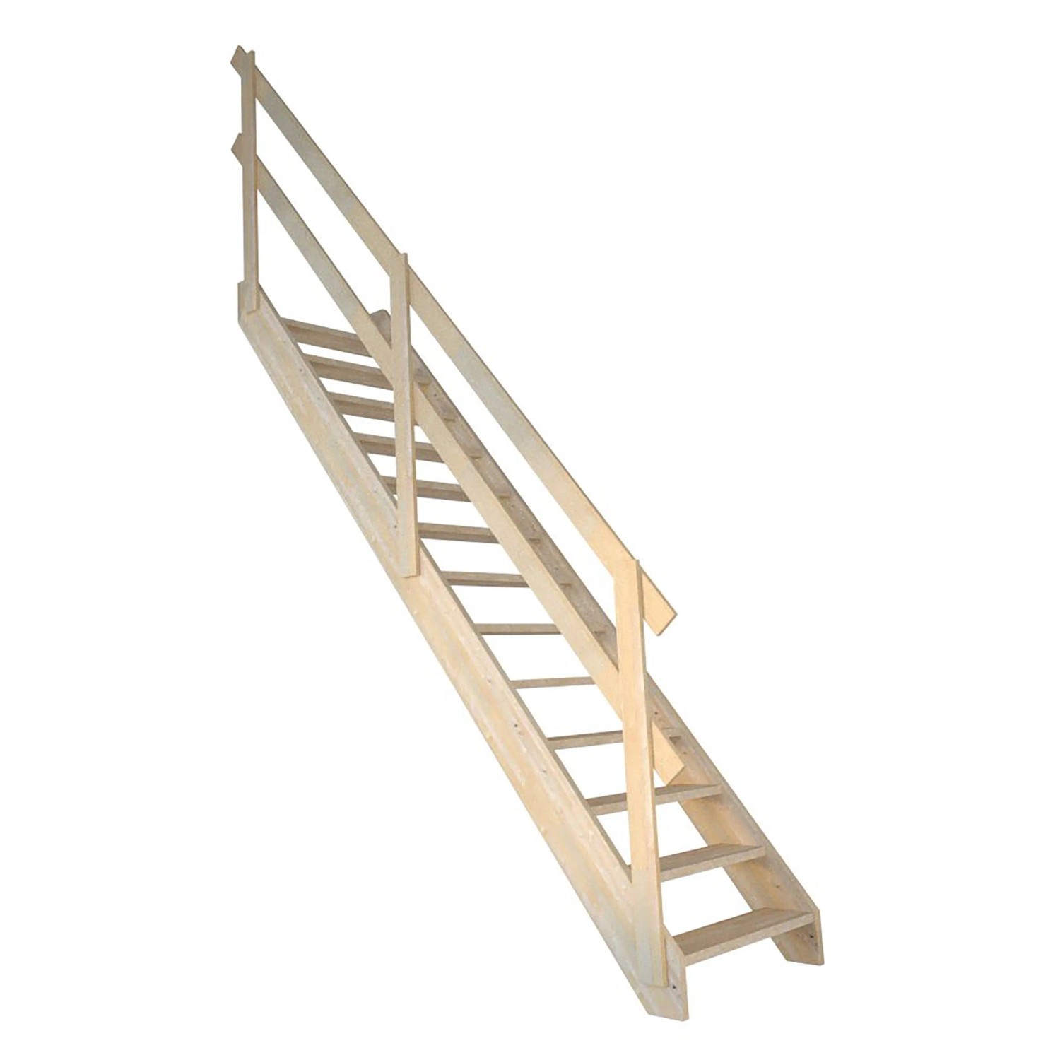 StarWood Schody Korfu smrkové rovné otevřené dřevěné zábradlí