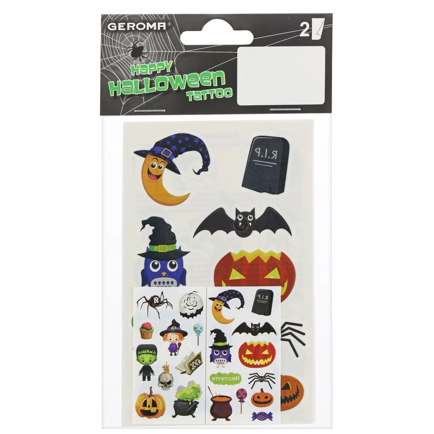Sada halloweenského tetování, barevná, 2 archy