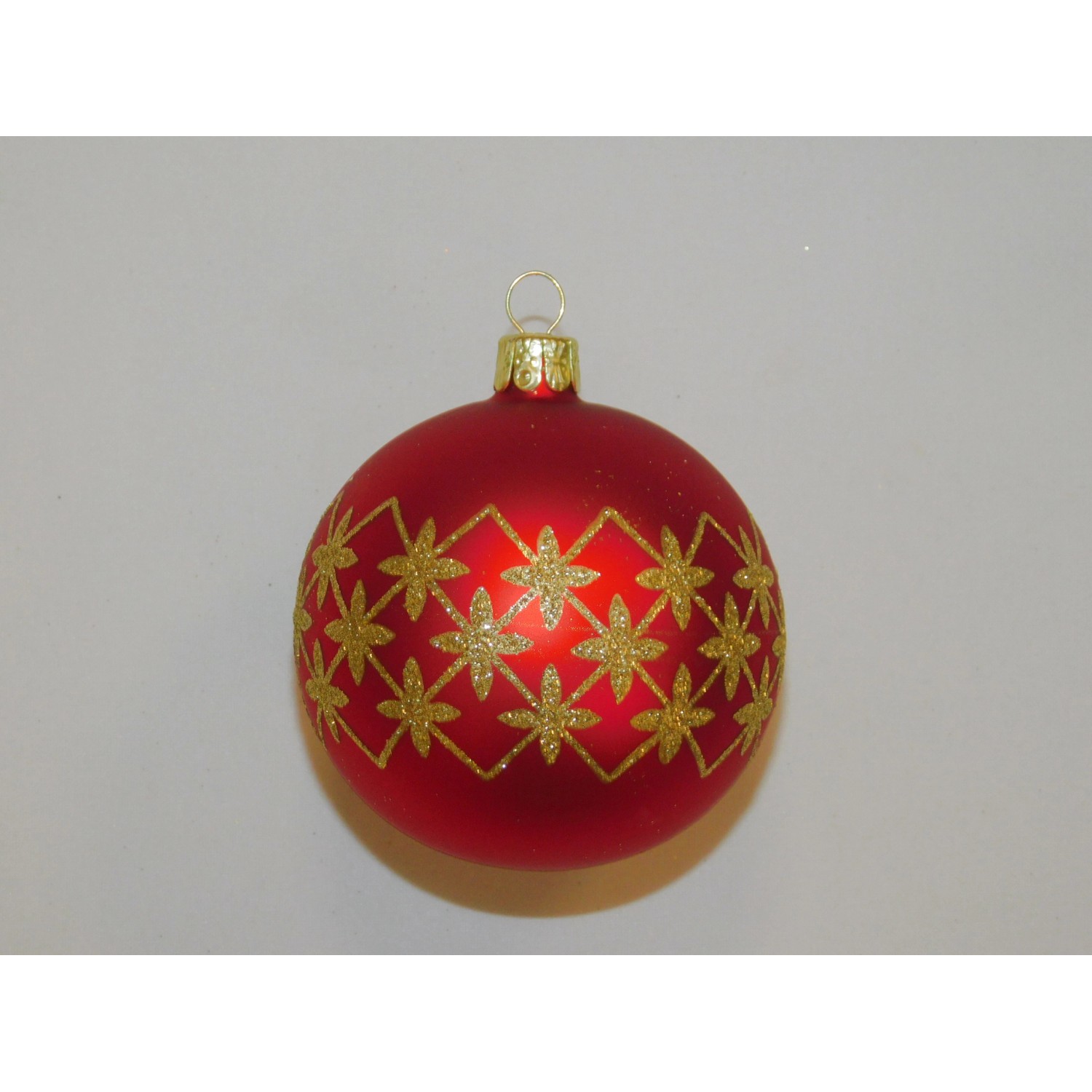 ONREX Vánoční ozdoba skleněná koule červená hvězdičky pr. 7 cm