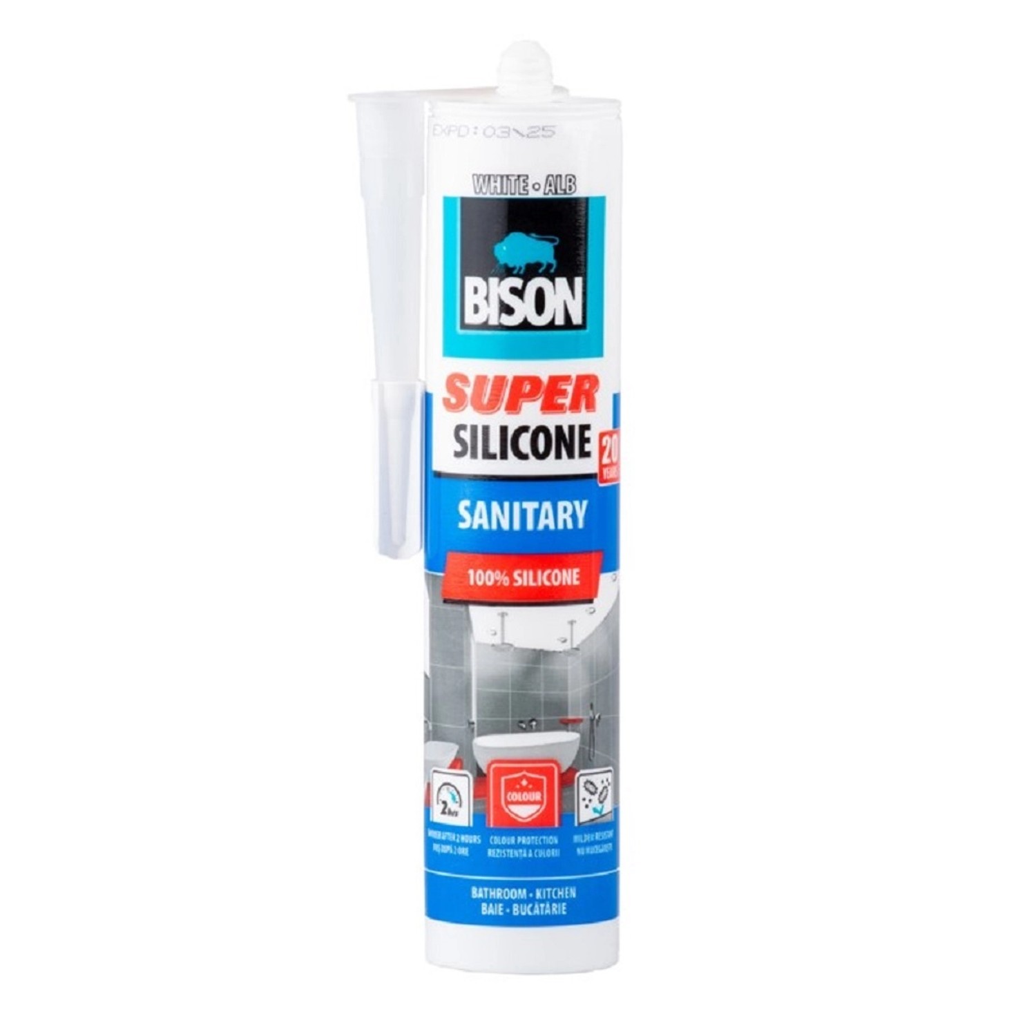 BISON Sanitární silikon SUPER bílý, 280 ml
