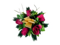 M.A.T. Podzimní dušičkové aranžmá z umělých květin růžové pr. 28 cm