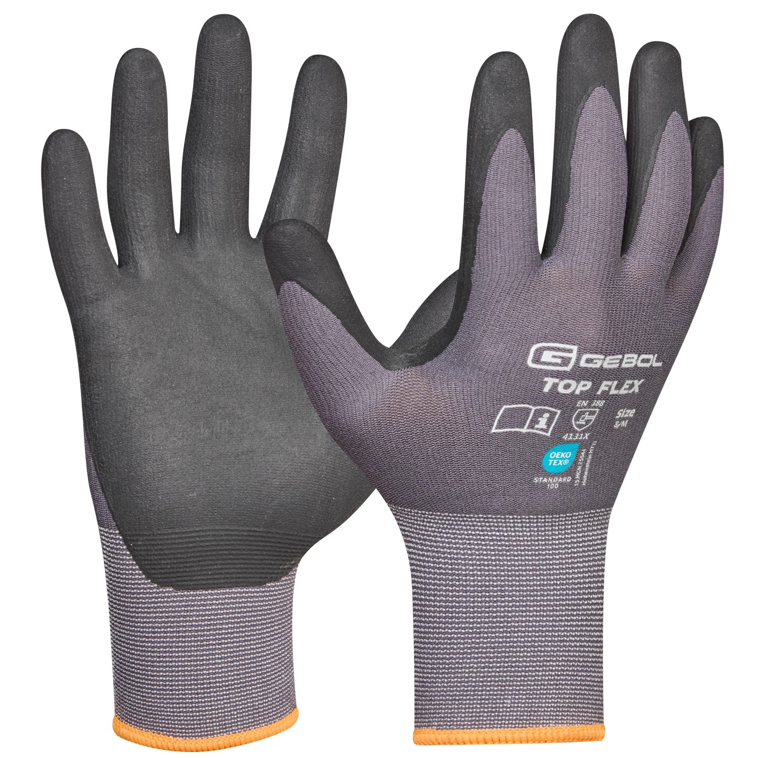 GEBOL Pracovní rukavice Top Flex, šedá, vel. 8