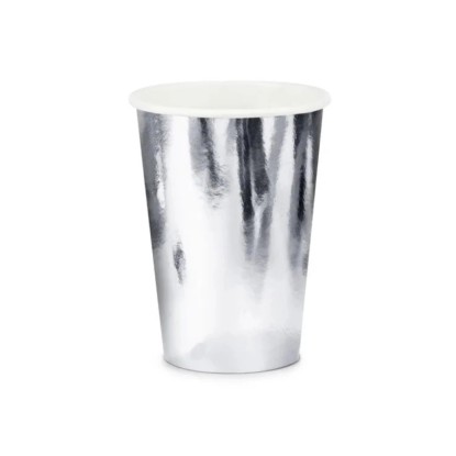 PartyDeco Papírový kelímek, stříbrný, 6 ks, 220 ml