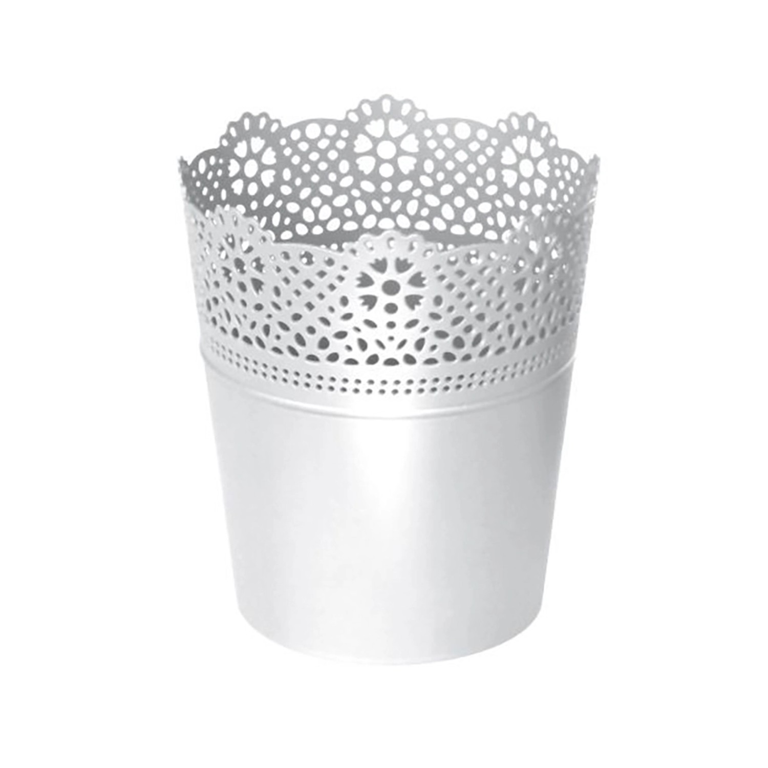 Prosperplast Květináč s krajou LACE bílý, pr. 16 cm