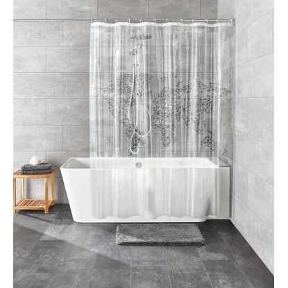 Kleine Wolke Sprchový závěs Reiselust černý 180 x 200 cm