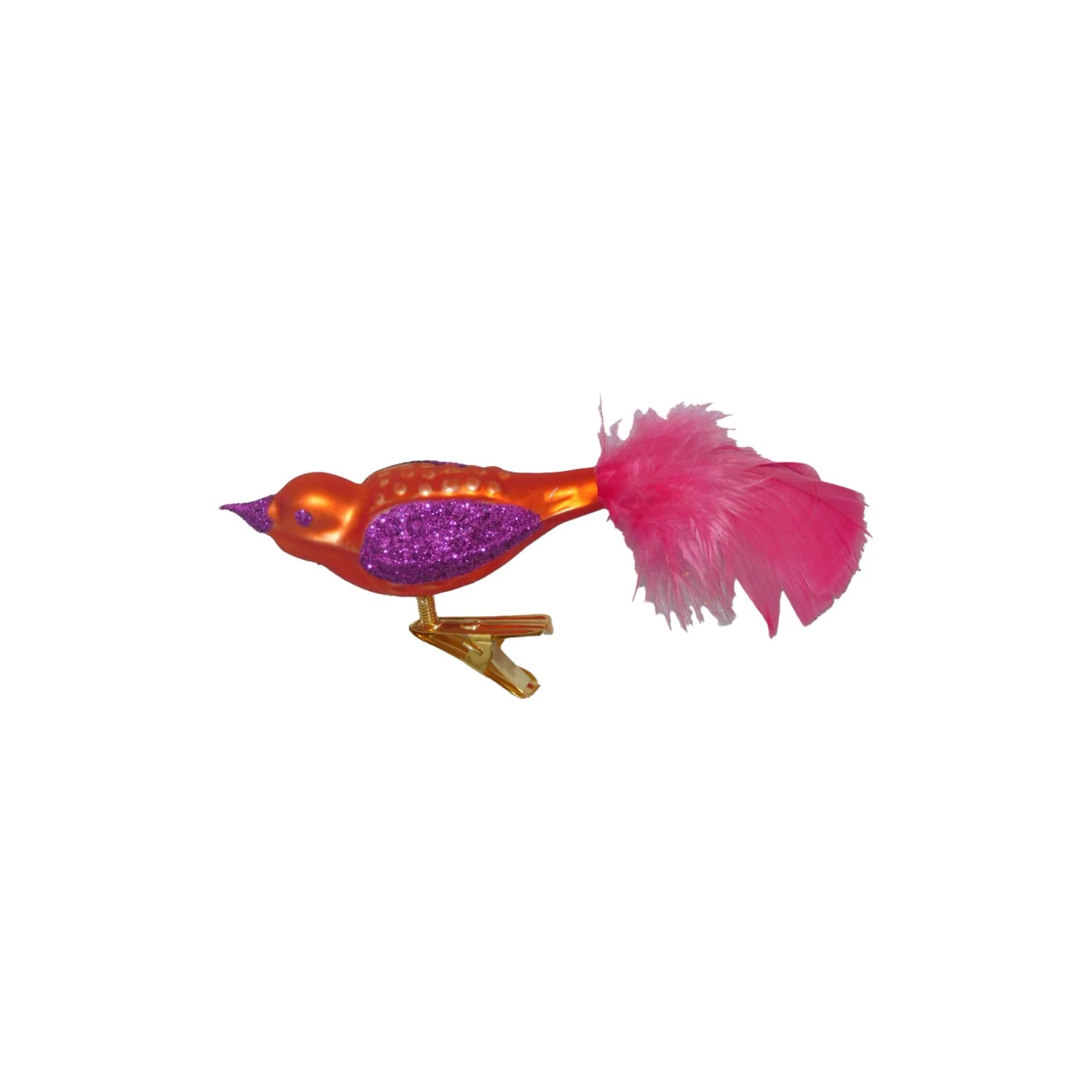 ORNEX Ptáček skleněný oranžový 120 mm