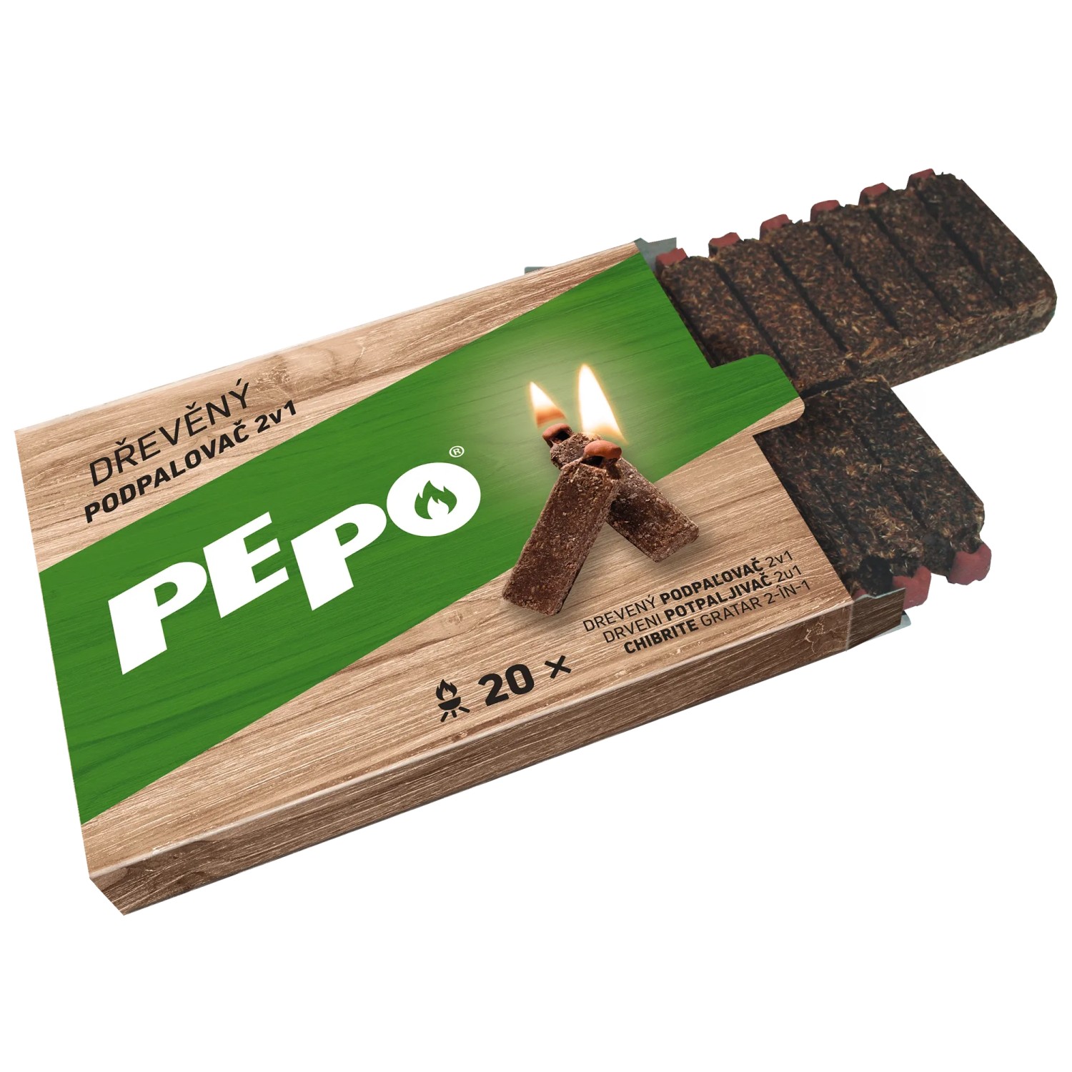 PE-PO Dřevěný podpalovač 20 podpalů