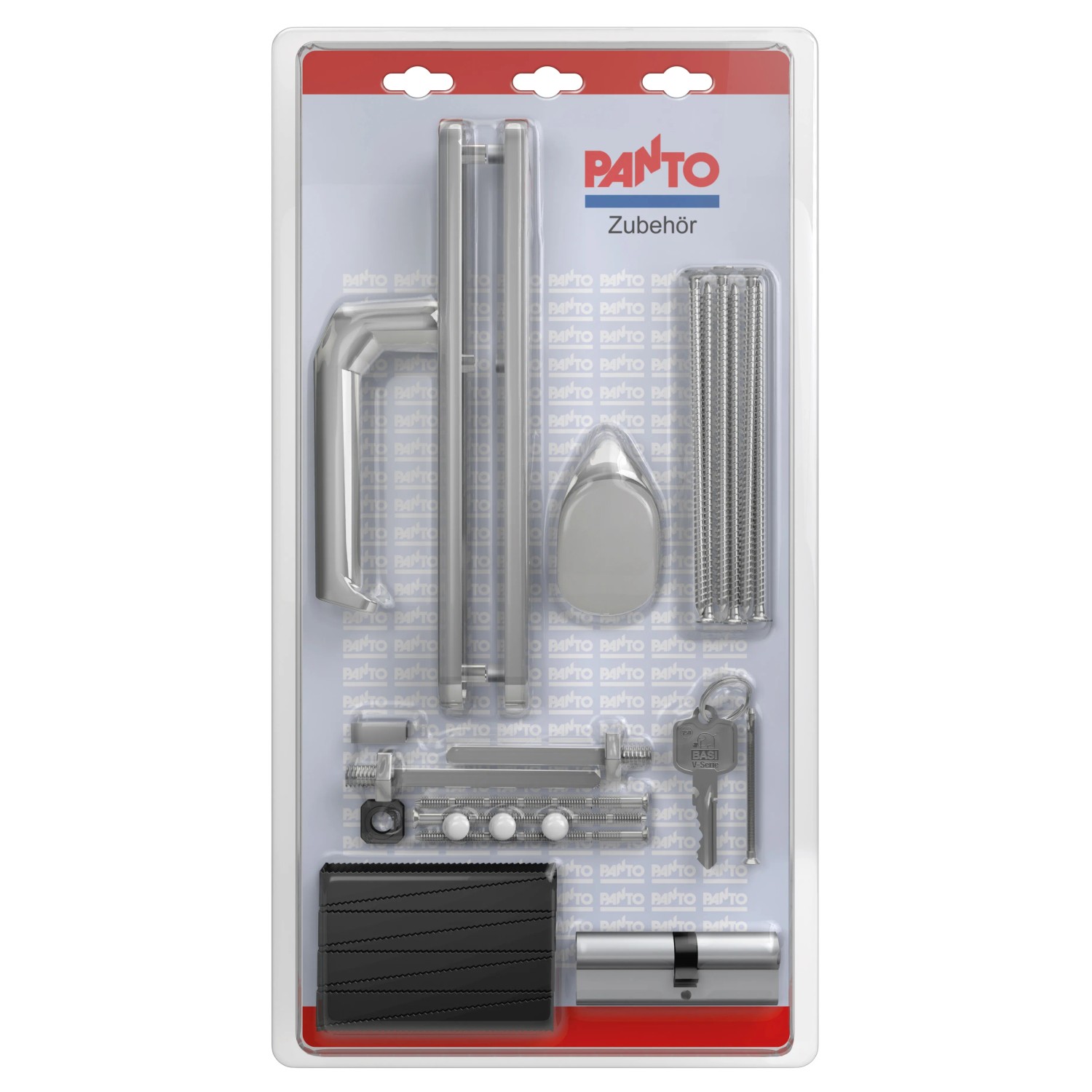 Panto Štítové dveřní kování pro plastové dveře klika-klika, titanová, PZ 92/8 mm