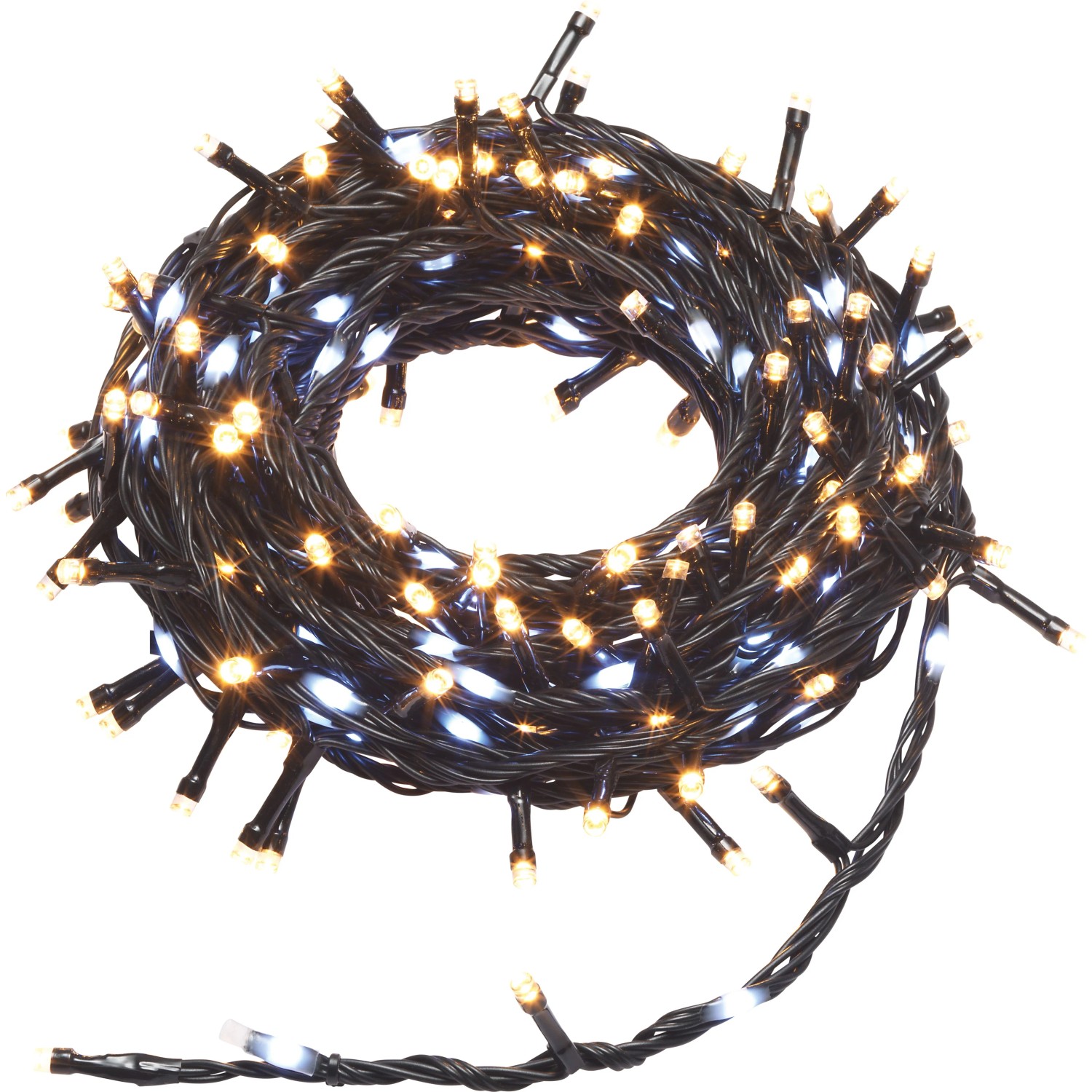 Světelný řetěz IP44, 248 LED teplá/studená bílá, černý kabel, 10,42 m