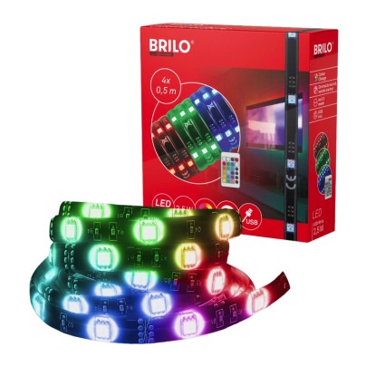 BRILO USB RGB TV-LED samolepicí pásek, stmívatelný, 4 x 0,5 m