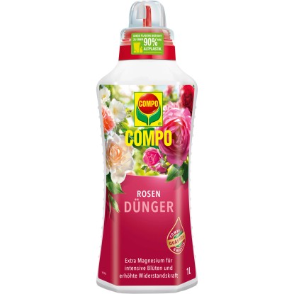 Compo Hnojivo pro růže 1 l: Tekuté hnojivo pro růže, podporuje růst a kvetení.