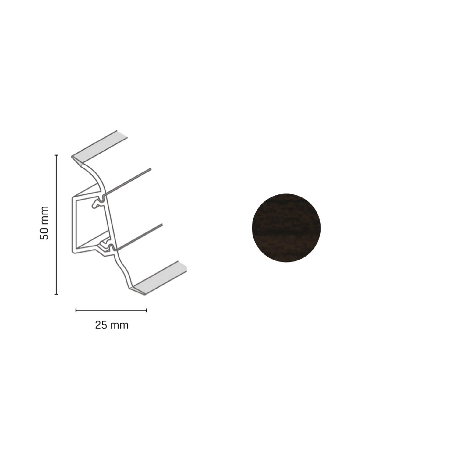 Döllken Profiles Lišta SLK 50 2092 akácie tmavá 50 x 25 x 2500 mm
