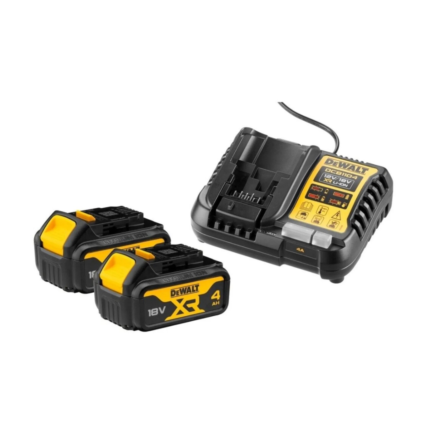 DeWALT Startovací sada 2x 4,0 Ah baterie + nabíječky 18V XR DCB1104M2-QW