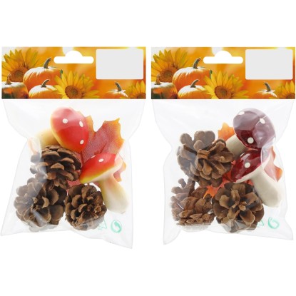 Podzimní dekorace - šišky a houby, 2 provedení, 6 ks
