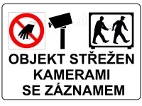 Tabulka Objekt střežen kamerami