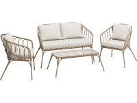 Lounge sestava s konferenčním stolkem Gordonvale, béžová, polyratan, 4dílná Lounge sestava s konferenčním stolkem Gordonvale, béžová, polyratan, 4dílná