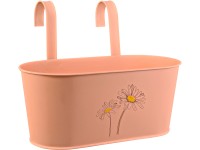 Závěsný truhlík lakovaný s potiskem, lososový, zinkový, 14 x 33 x 16 cm