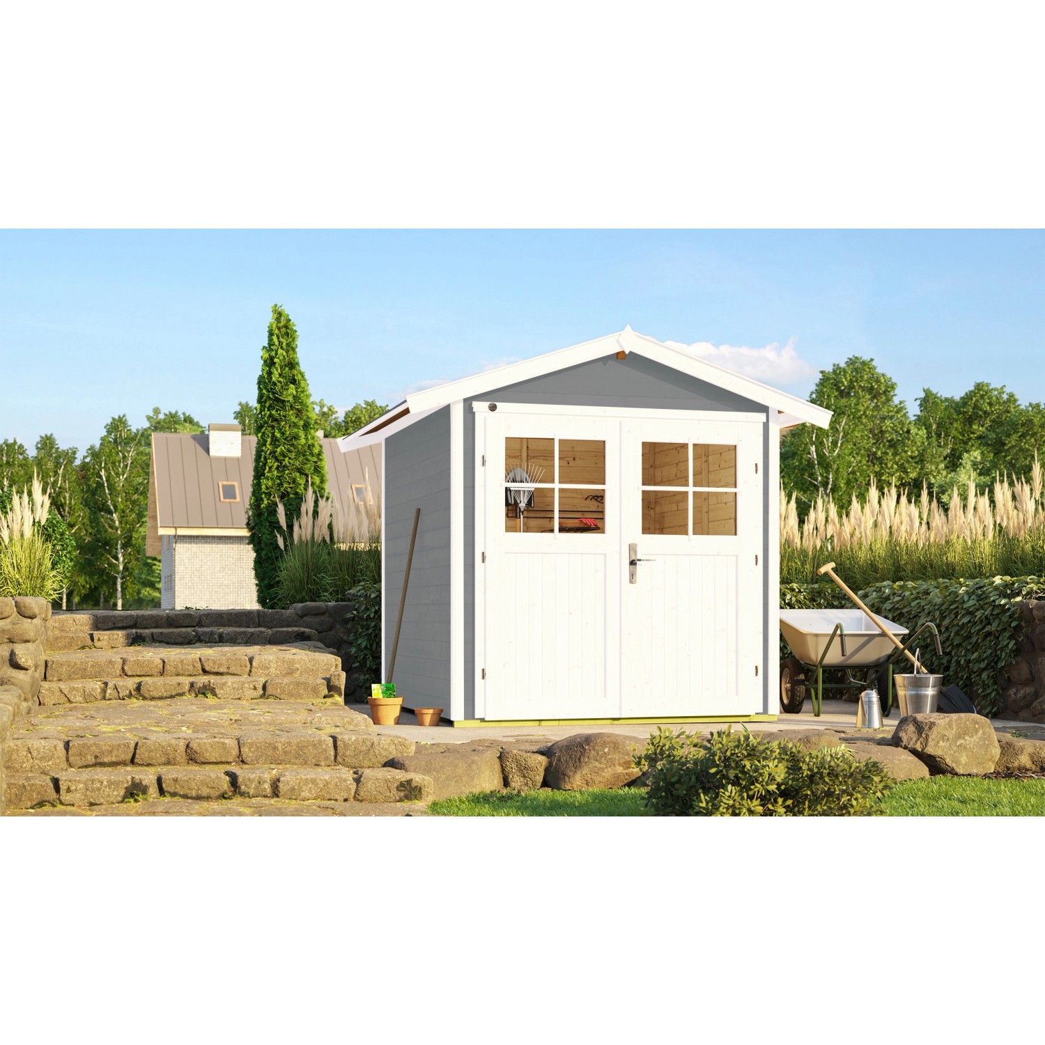 Weka Dřevěný zahradní domek 224 vel. 1, šedá, 205 x 209 cm