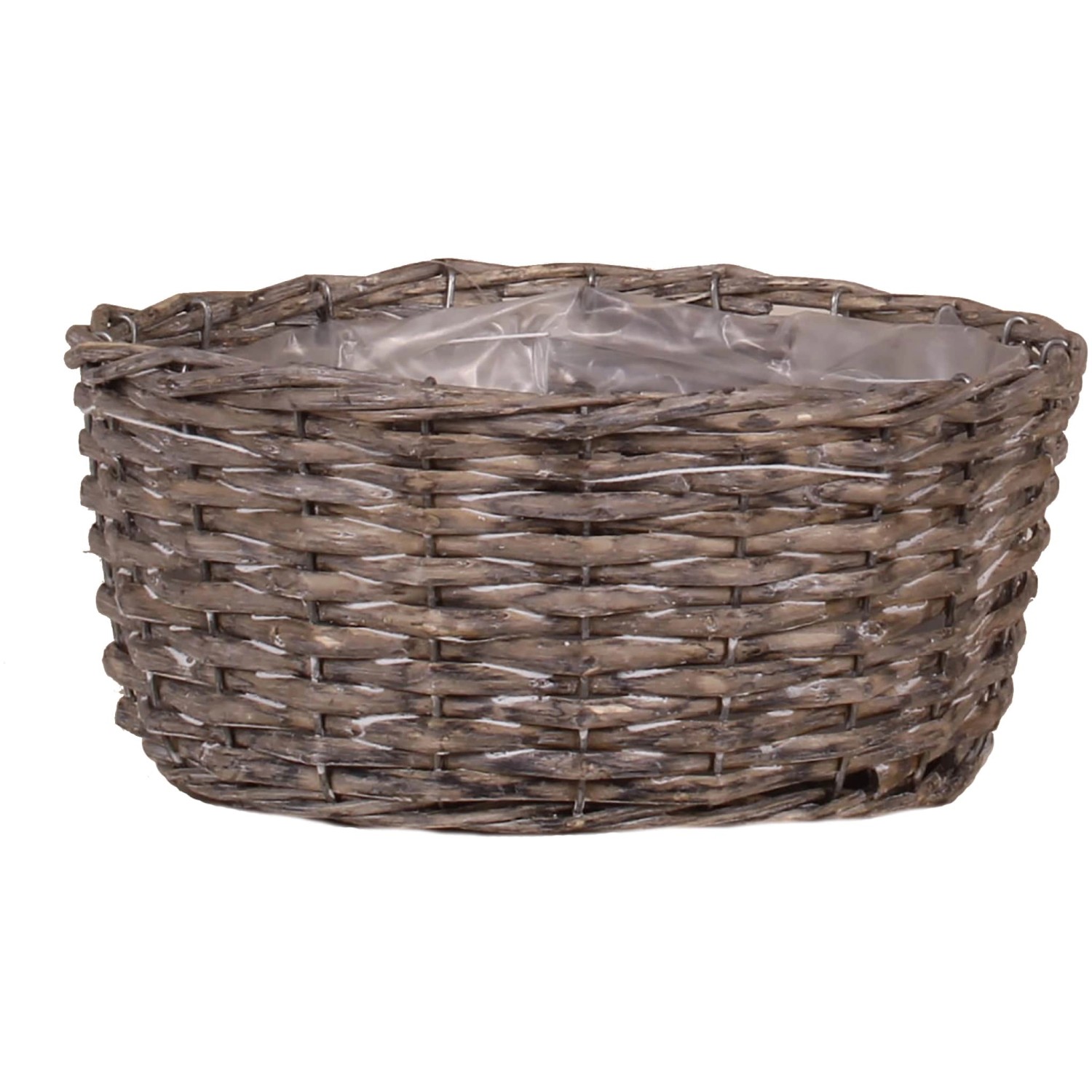 Miska z vrbového proutí s PE sáčkem šedá 25 x 11 cm