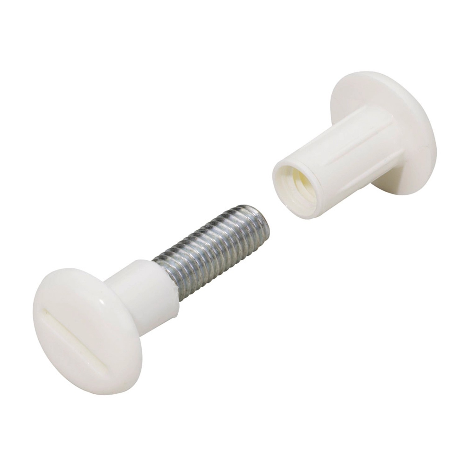 Ocelový spojovací šroub 34 mm - 45 mm s plastovým pouzdrem bílý, 10 ks