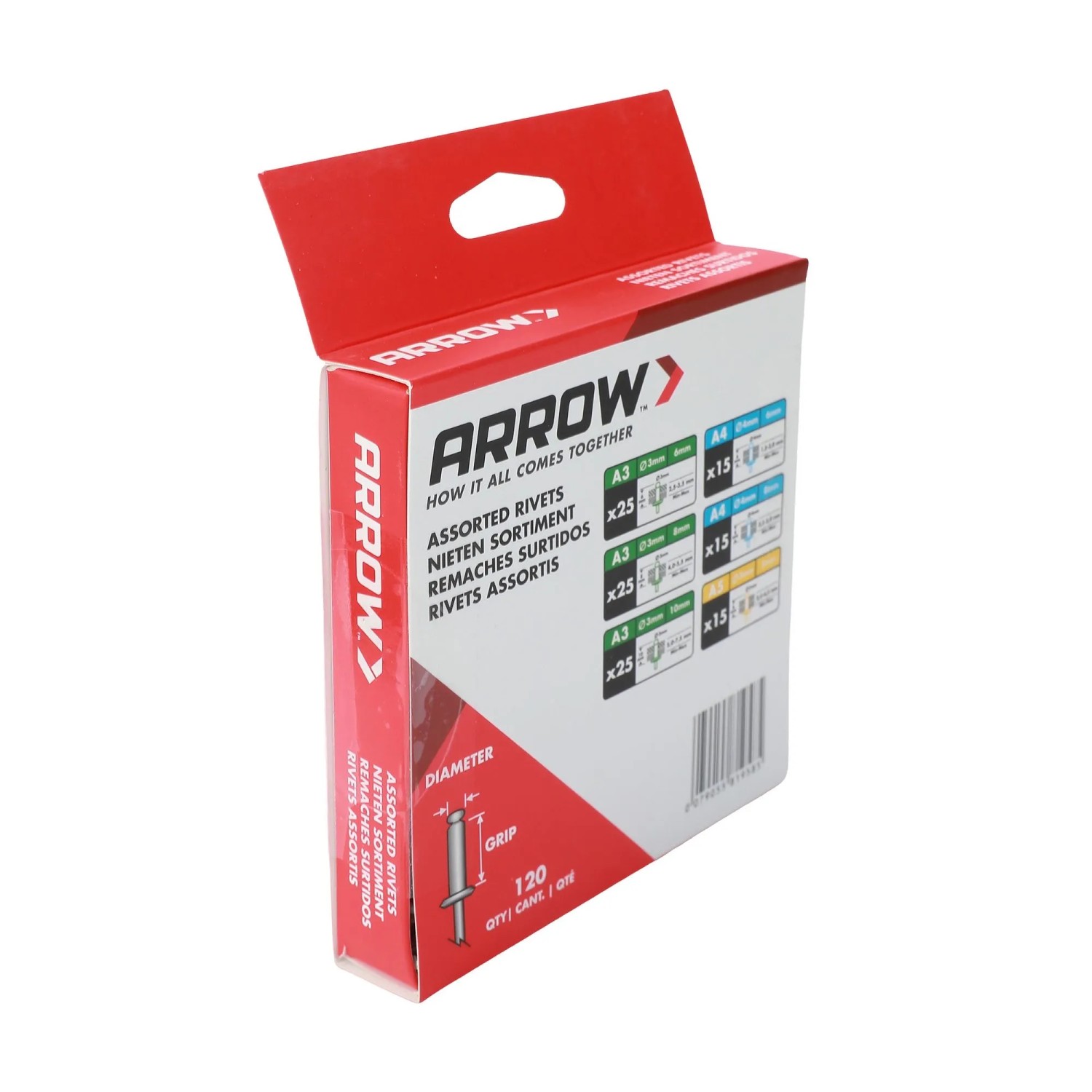 Arrow Sada trhacích nýtů RA hliník, pr. 3/4/5 x 6/8/10 mm, 120dílná