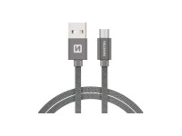 SWISSTEN TEXTILE Datový kabel, USB-A / Micro USB, 1,2 m, stříbrný