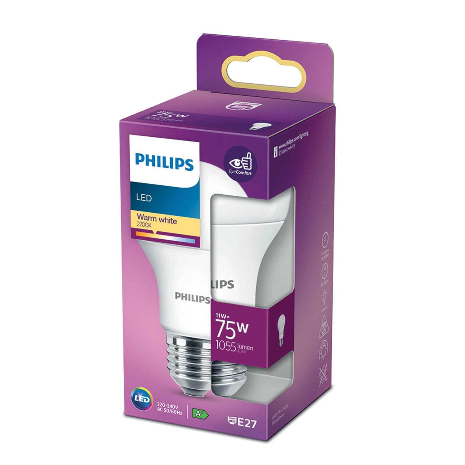 Philips Classic LED žárovka E27, 11 W, 1055 lm, 2700 K