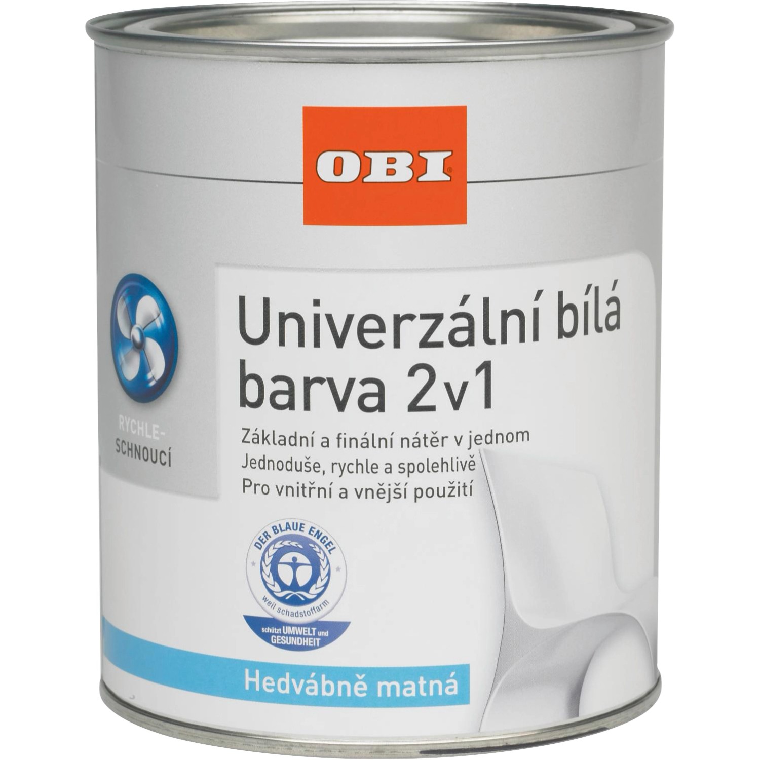 OBI Univerzální barva 2v1 hedvábně matná bílá 750 ml