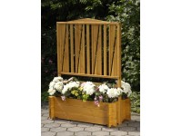 Gaspo Dřevěný truhlík Melk s treláží, medově hnědá, 100 x 45 x 127 cm