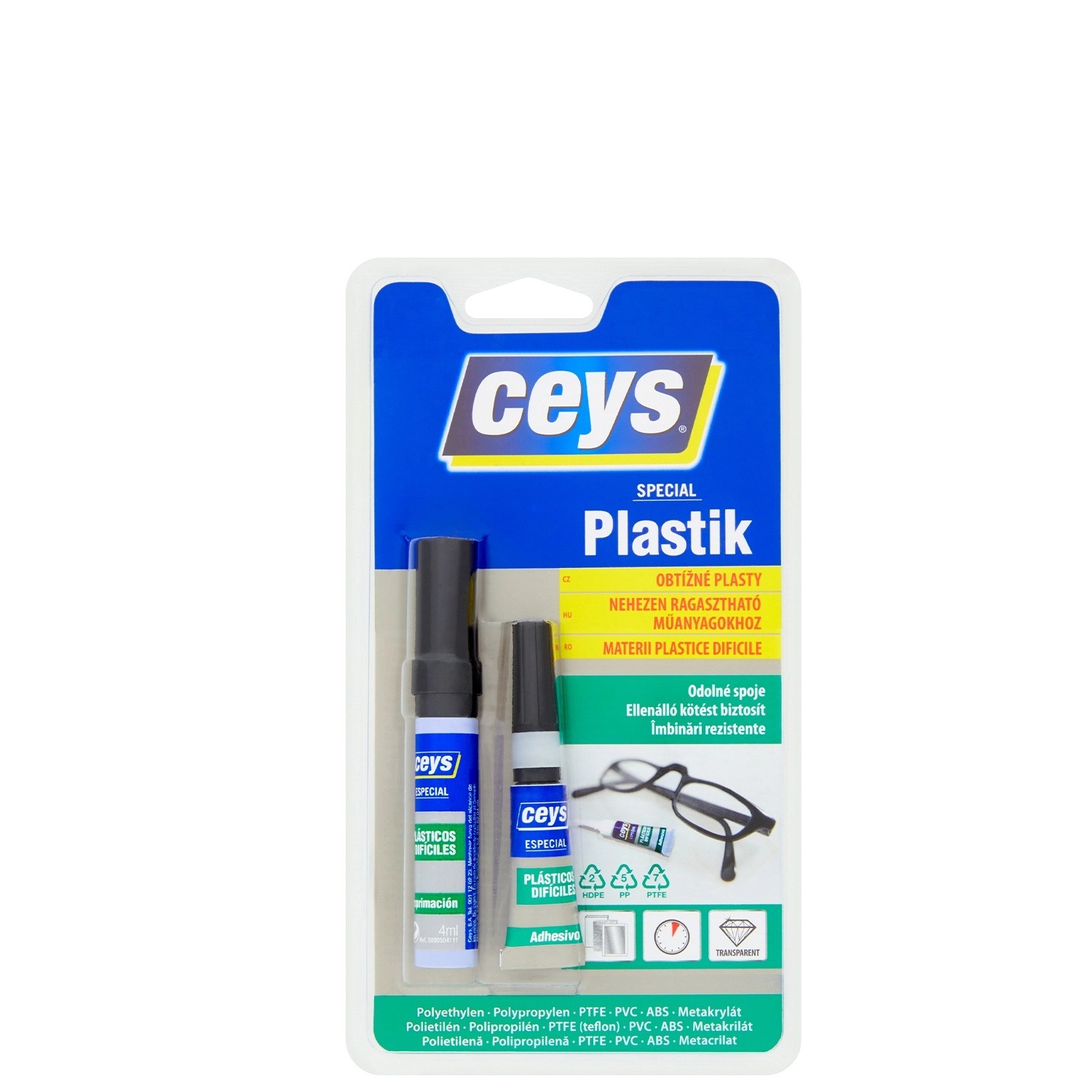Ceys Lepidlo na obtížné plasty SPECIAL PLASTIK 3 g + 4 ml