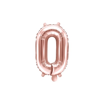 PartyDeco Balón fóliový číslo "0" růžové zlato 35 cm