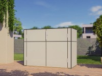 Bertilo Dřevěná zahradní skříň HPL Sideboard, šedá, 155 x 75 x 116 cm