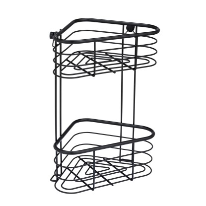 Wenko Rohová koupelnová police Trestina 2patrová, černá, 25 x 35 x 16,5 cm