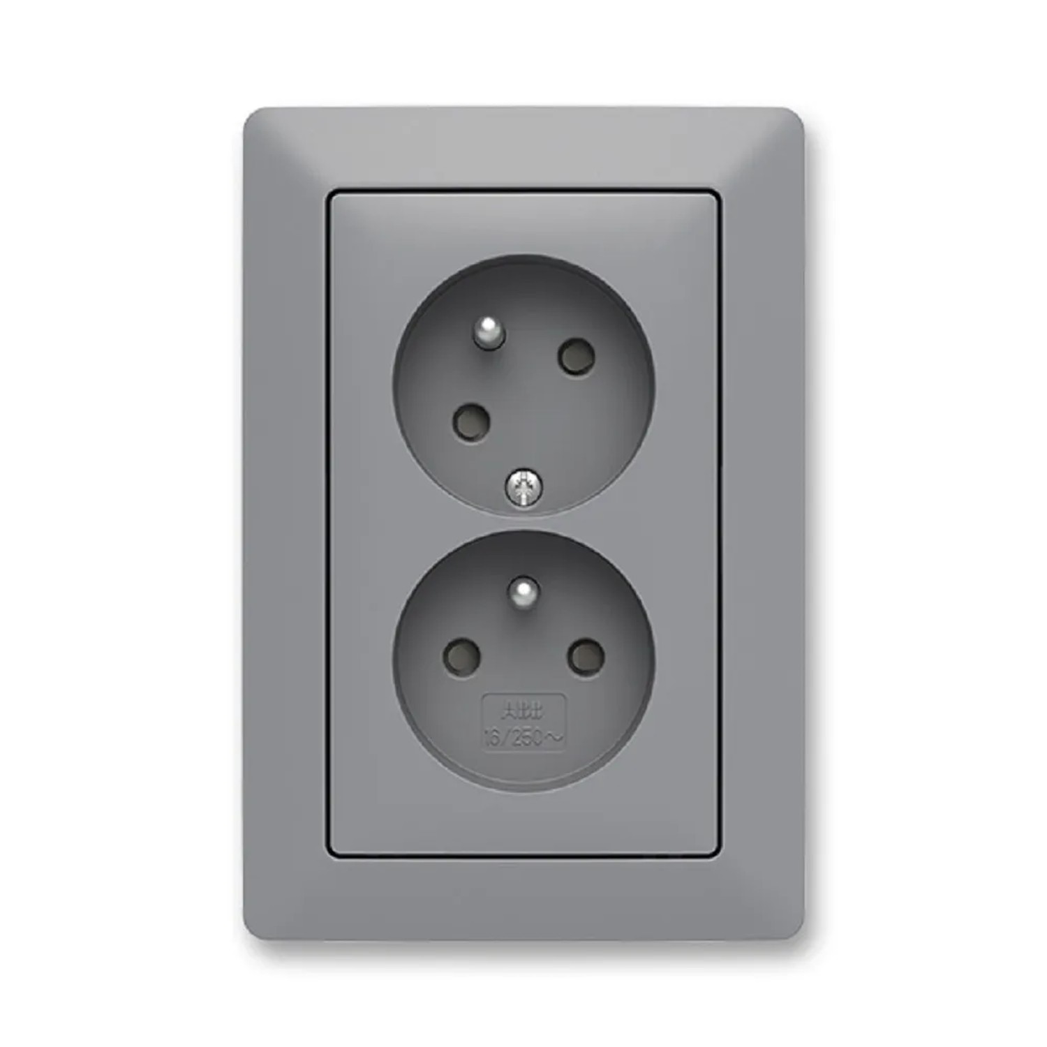 ABB Zásuvka 2-násobná pootočená Zoni, šedá/bílá