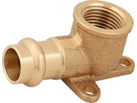 Lisovací nástěnné koleno červený bronz, pr. 15 mm x 18,6 mm (Rp 1/2), 1 ks Lisovací nástěnné koleno červený bronz, pr. 15 mm x 18,6 mm (Rp 1/2), 1 ks