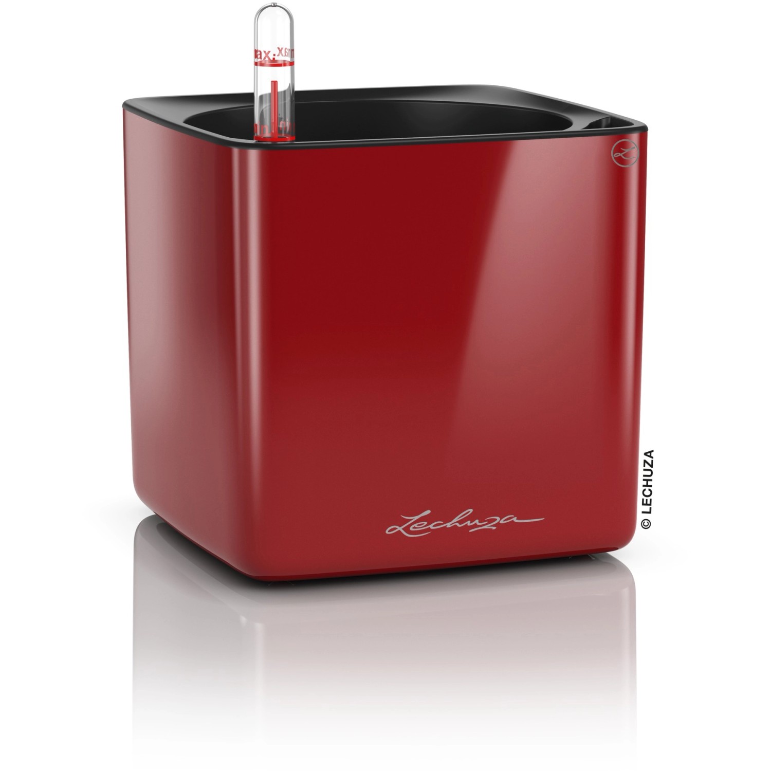Lechuza Květináč Cube Glossy 16 scarlet, 160 x 170 x 170 mm