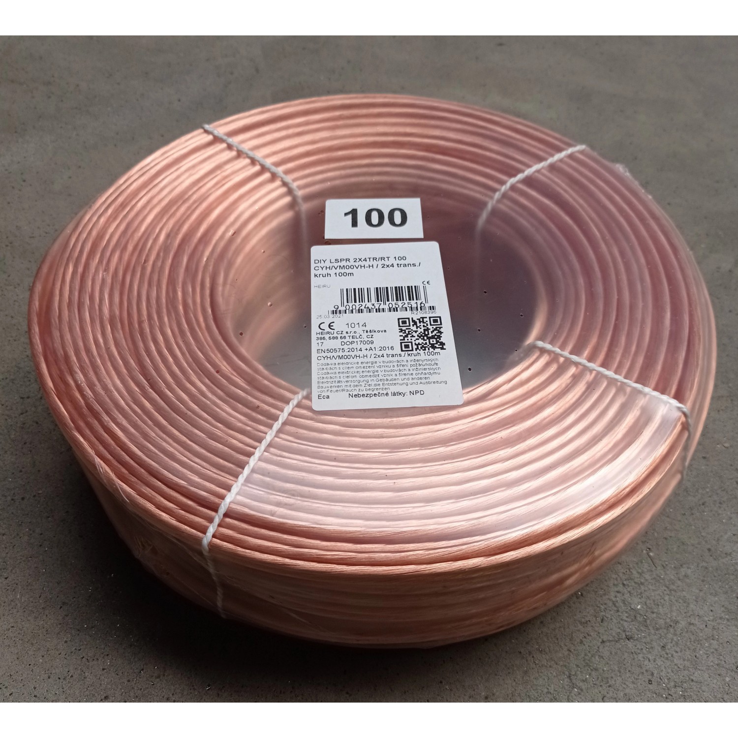 Reproduktorový vodič LSPR transparentní/červený, 2 x 4 mm2 - metráž