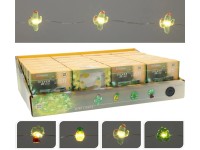 Světelný řetěz do interiéru 3D, 20 LED teplá bílá, stříb. drát, různé druhy, 2 m