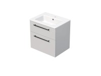 INTEDOOR Koupel.skříň+umyvadlo BEE, úchyt černý, 2 zásuvky, š. 61 cm, bílá lesk