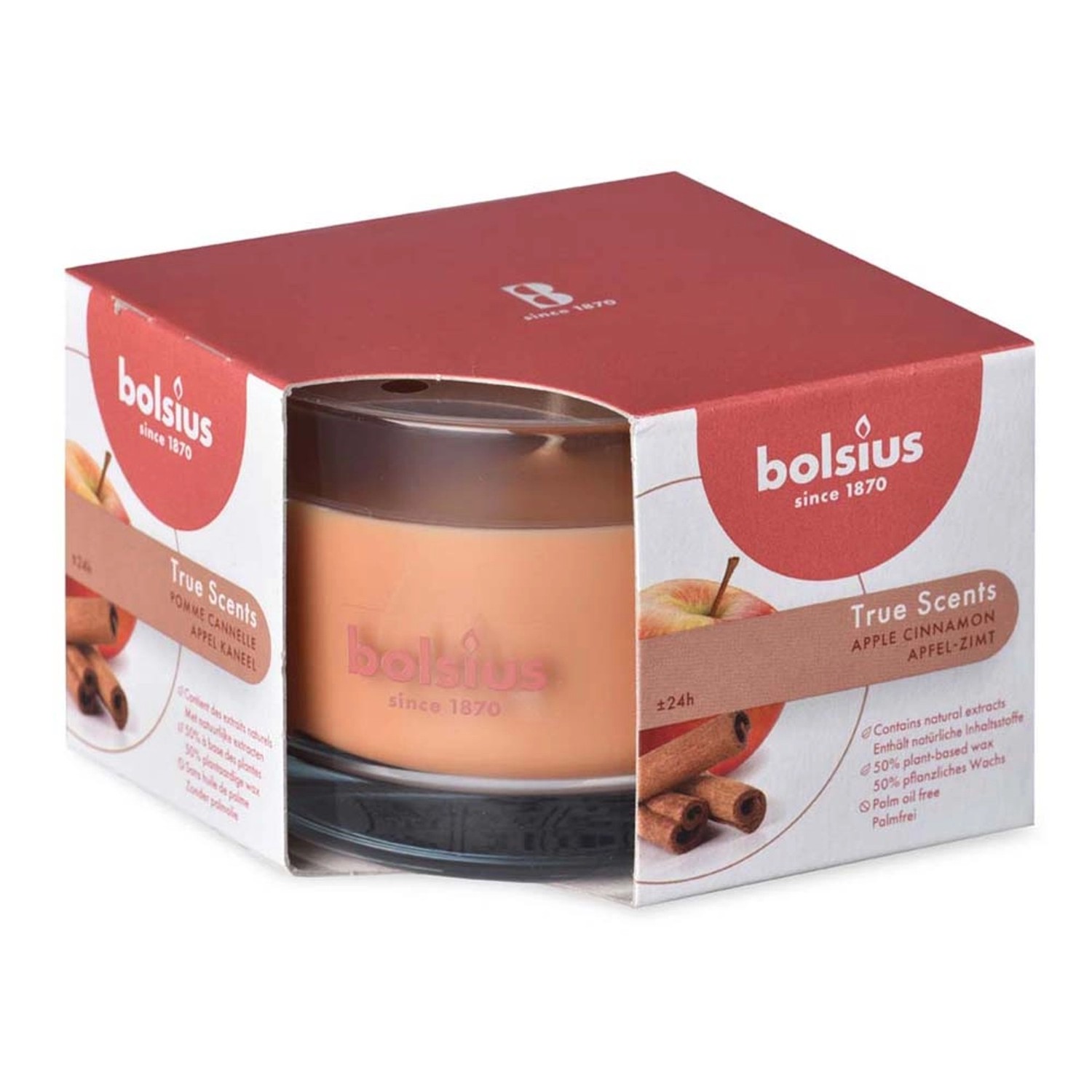 Bolsius Vonná svíčka ve skle Apple Cinammon, 90 x 63 mm